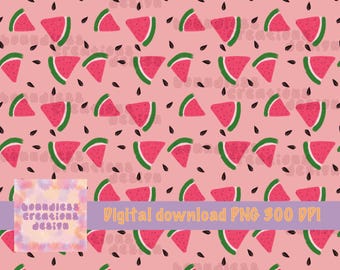 Watermelon Party Seamless Pattern: Summer Fruit Digital Paper (Digital Download 10x10 inch PNG File)