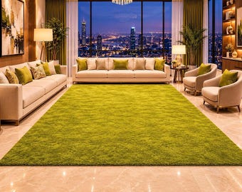 Hand-Tufted Wool Area Rug: Milano GREEN, Modern Design, Solid Rug 10x14 ft
