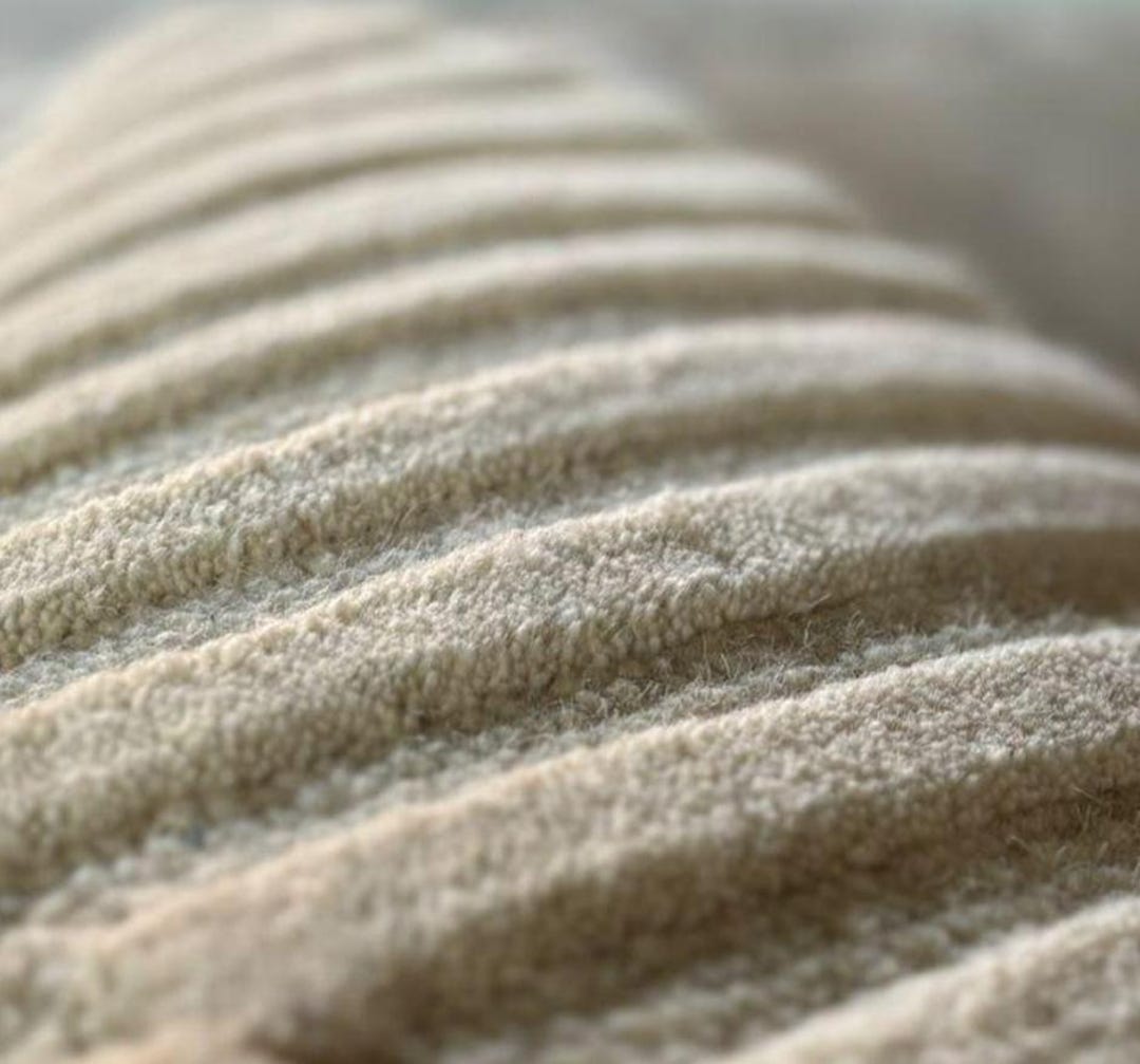 Low Loop Rug Hand Tufted Wool Area Rug, Beige Colour High-low Loop Cut Pile Carpet ...