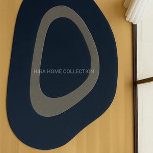 Hand-Tufted Carpet – Navy & Grey Irregular Shape Modern Abstract Wool Rug