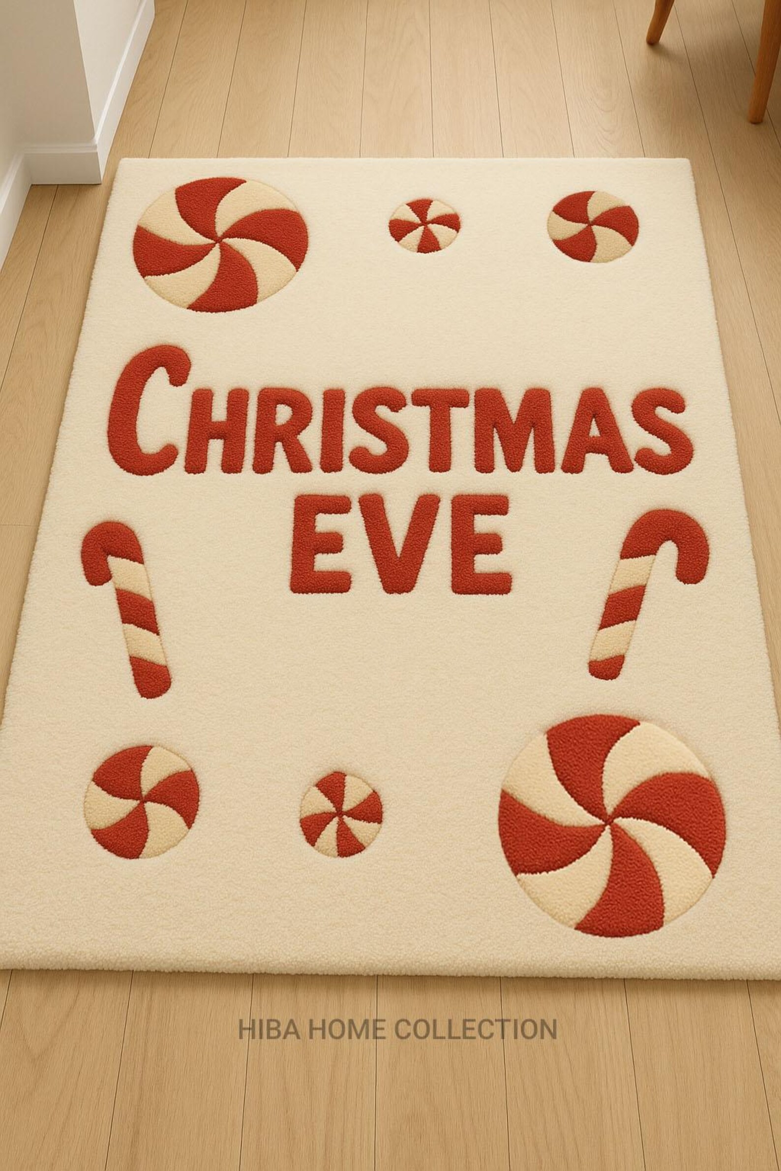 Christmas Hand Tufted Wool Area Rug – Candy Cane Peppermint Holiday ...