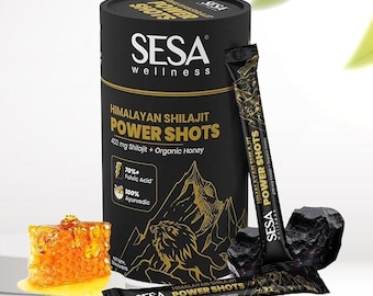 Shilajit Power Shots 100 % ayurvédico del Himalaya (30 sobres) con miel orgánica