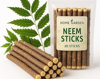 Ayurvedic Natural Organic Neem Datun Toothbrush Sticks, Traditional Teeth Cleaning Twigs, Pack of 20
