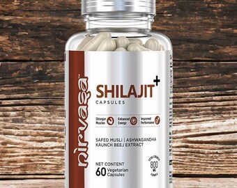 Cápsulas ayurvédicas de Shilajit con Safed Musli, Ashwagandha y Kaunch Beej