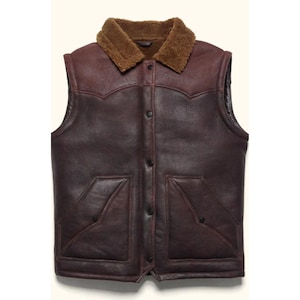 Jackson Men’s Leather Shearling Vest – Genuine Sheepskin Sleeveless Jacket