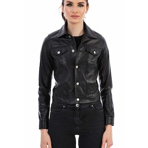 Women’s Black Leather Bomber Jacket | 100% Real Eva Style