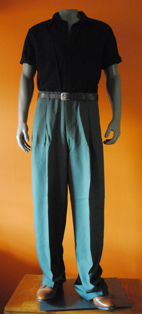mens high waisted wool trousers