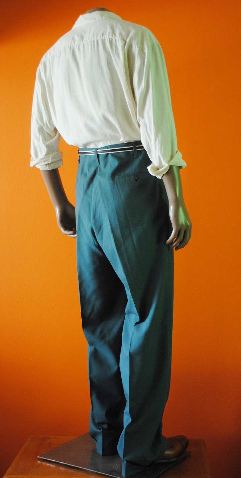 Mens Teal Green Wool High Waisted Slacks sz 34 long | Etsy