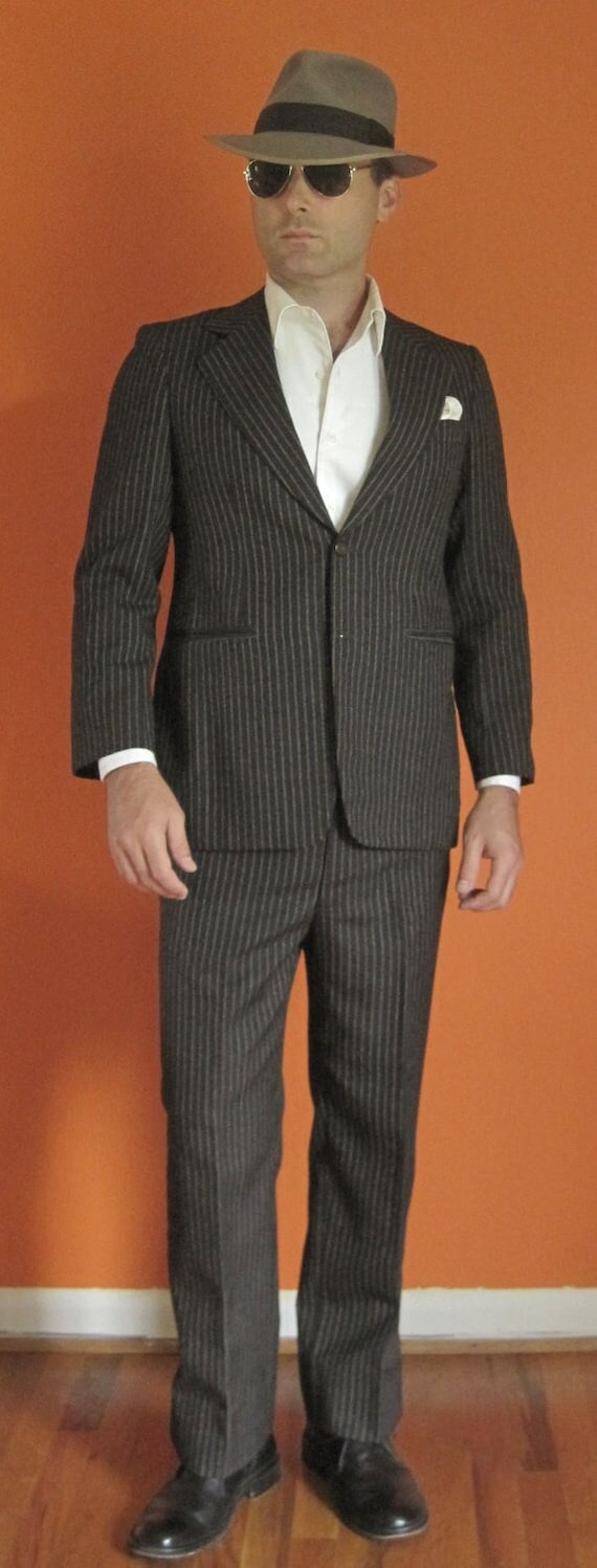 Pinstriped Wool Suit Sz 36-38 Short