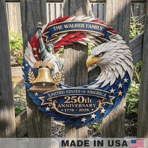 Letrero de madera personalizado para decoración del hogar, Día de la Independencia, 250.º aniversario de Estados Unidos, Estados Unidos en libertad 1776, letrero colgante de madera, 4 de julio