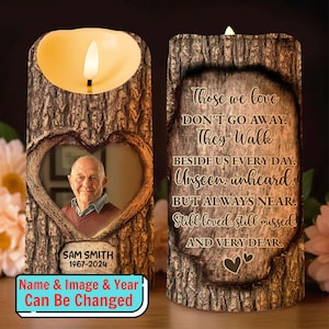 Personalized Memorial LED Candle with Photo, Name, Custom Remembrance Light Gift for Loss of Loved One, Sympathy Keepsake for Family,Friends