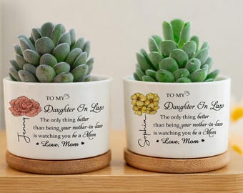 To My Daughter In Law & Daughter Plant Pot, Daughter In Law Ceramic Flower Pot, Daughter In Law Pot, Mother's Day Gift from Mom
