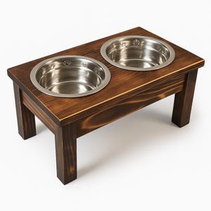 Mittlere Erhöhte 2 Bowl Hunde- oder Katzenfutterstation - Für kleine Rassen.