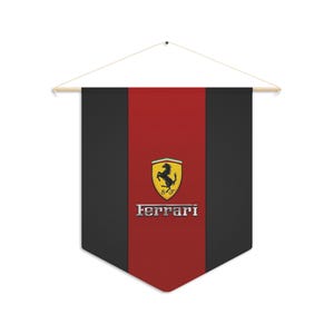 Ferrari Wall Pennant, Vintage Racing Decor, Sports Fan Banner, Automotive Wall Art, Gift for Car Enthusiasts, Racing Room Decor