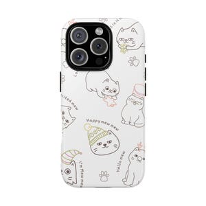 Cute Cat Phone Case - Kawaii Pet Lover Gift, Holiday Accessory, Fun Cat Design, Unique Phone Cover, Cat-Themed Tech