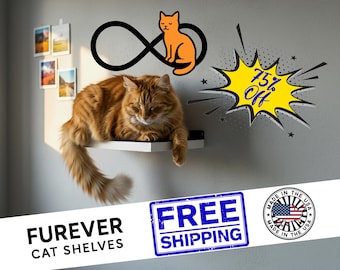 Set of 6 Cat Scratcher Shelves: Perch, Bed, Climbing Toy (Floating Wall-Mount Brackets, Catnip and Hardware Included) 18"L x 8"W x 1"H