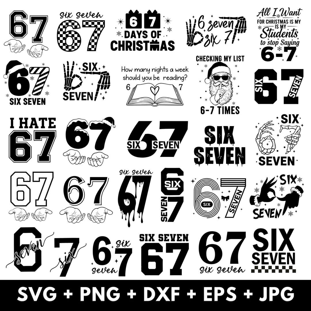 6 7 Rapper 6 7 Meme Funny Hands SVG Bundle, 6 7 Meme Funny Skeleton Svg, Viral ...