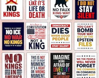 12 No Kings Protest Signs,We Have a Constitution,Anti-Trump Posters,Political Activist RallySign,Political Demonstration,ResistFascismPoster