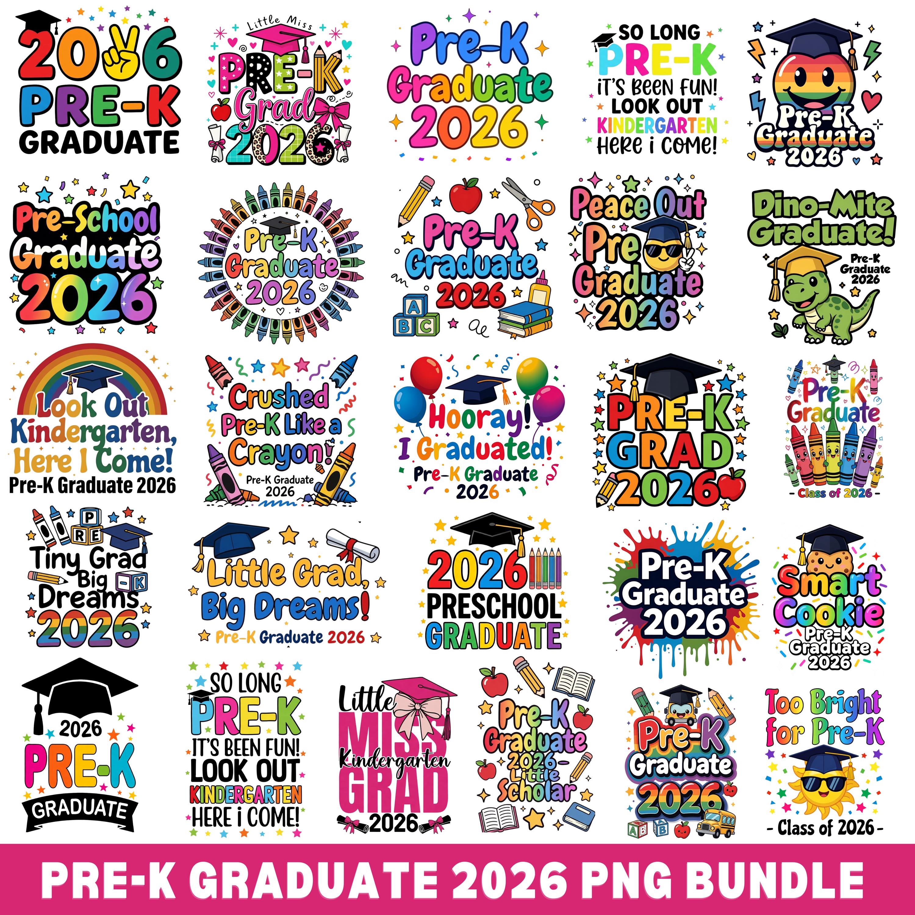 Container Graduate Pre Pre-k Graduate 2026 PNG Bundle, so Long Pre-k Png, Graduation Png ...