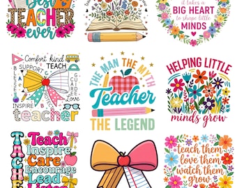 Teacher PNG Bundle, Boho Teacher PNG, teacher appreciation, back to school,rainbow teacher life sublimation,Teacher Shirt Designs,School png