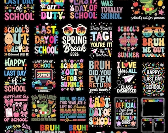 Last day of School Png Bundle, School's Out For Summer Png, End Of School Png, Summer Teacher Png, Teacher Png, School png,Kids Summer Break