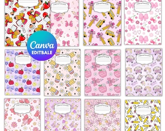 Composition Notebook Covers, Composition Book Cover template, Canva Composition Notebook Designs, Back to School Printable, Digital Download