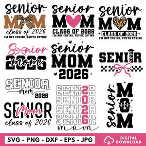 Senior moeder 2026 Svg, klasse van 2026 Svg, Senior moeder Svg, Senior 2026 Svg, ik huil niet dat je aan het huilen bent SVG, Senior Coquette Bow, afstuderen 2026