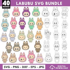 Labubu Designs SVG png Bundle, Labubu Clipart, Labubu PNG SVG, Labubu Character Png, Cute Labubu Vector, Laser Cut Labubu, Instant Download