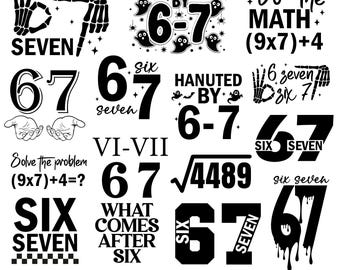 Sechs Sieben 6 7 Meme lustige HändeSvpng Png-Bundle, 6 7 Meme lustiges SkeletonSvg, Viral Meme Humor, 67 Trend, lustige Social Media, Cricut geschnitten Datei