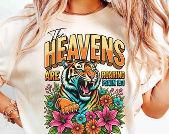 The Heavens Are Roaring PNG, Christian Faith PNG, Christian Tiger Cross PNG, Psalm 19:1,Girly Png,Dainty Png,Stripes Png,Love Like Jesus Png