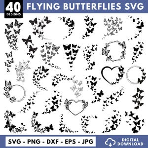 Flying Butterflies Svg Bundle, Flying Butterflies Png, Butterfly Clipart, Butterfly Swarm Svg, Butterflies Svg,Cricut Files,Instant Download