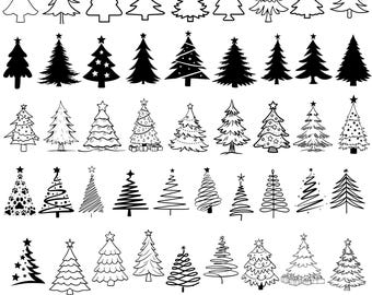 Christmas Tree Svg Bundle, Christmas Svg, Christmas Tree Silhouette, Christmas Tree Clipart,  Christmas Tree Outline,Christmas Ornaments Svg