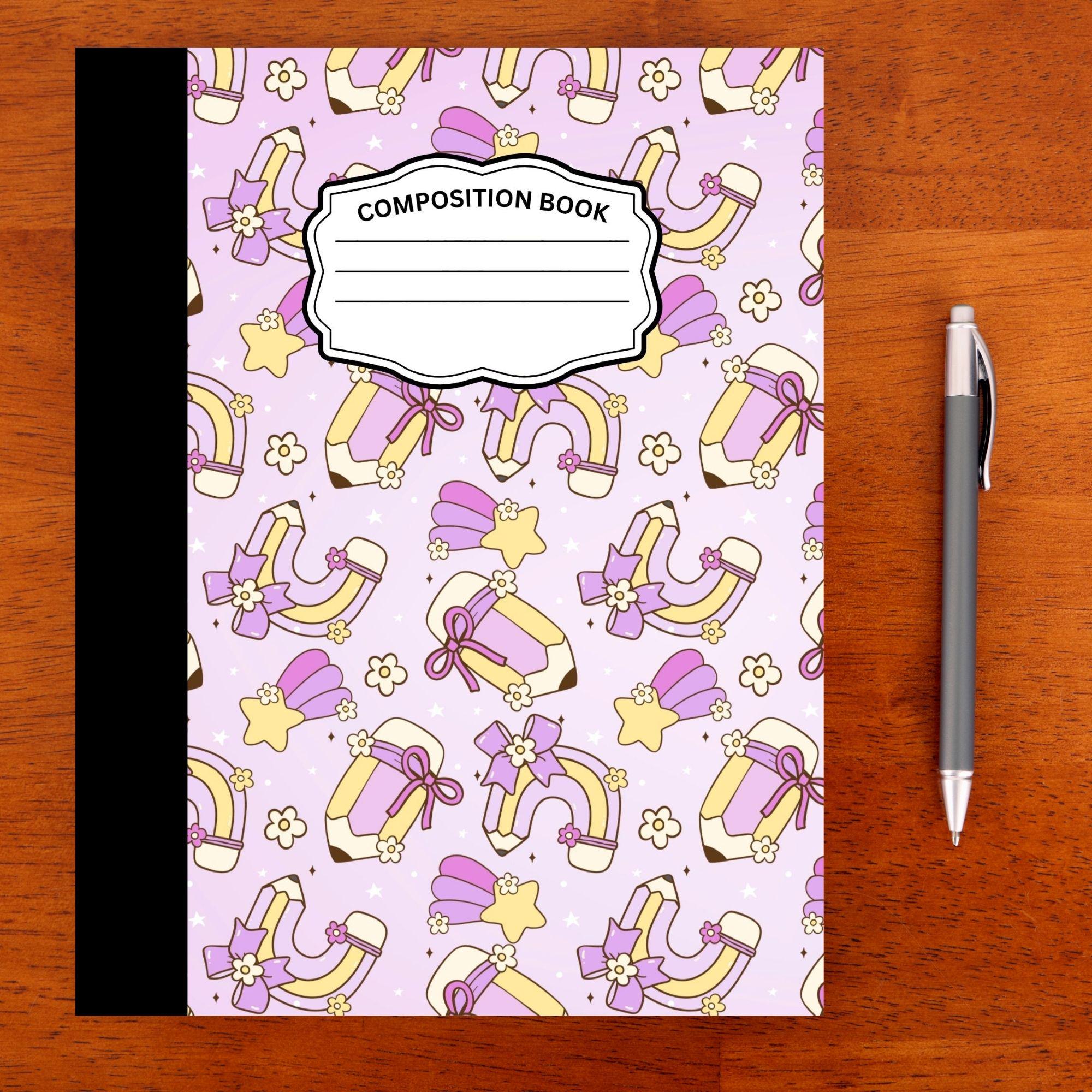 School Theme Pretty Girl Pink Supplies Composition Notebook Cover ...