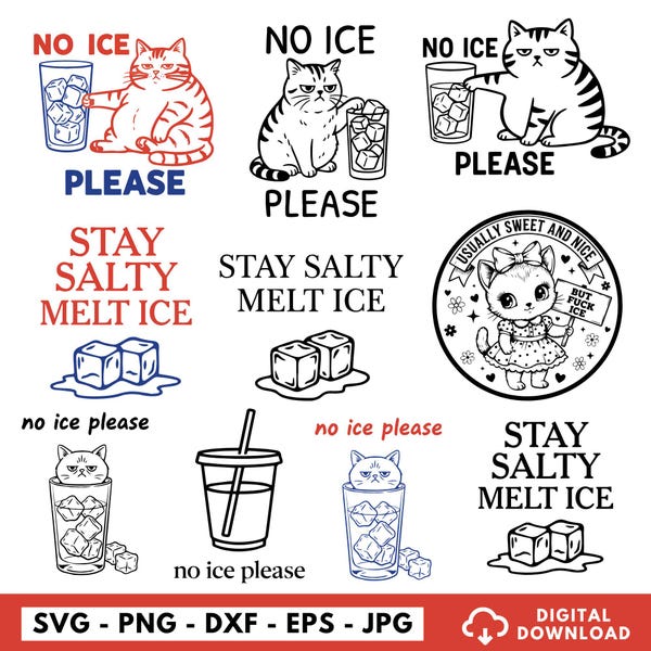 No Ice Please Cat Svg Png, Sarcastic Cat Meme Svg, Stay Salty Melt ICE, Abolish ICE, Social Justice Png, Feminist Png, Anti ICE Activism Svg