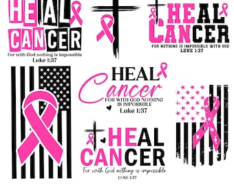 Heal Cancer Svg Png, Christian Cancer Svg, Breast Cancer Awareness Svg, Pink Ribbon Svg, Fight Cancer shirt Svg, Christian Svg, Pink Out Svg