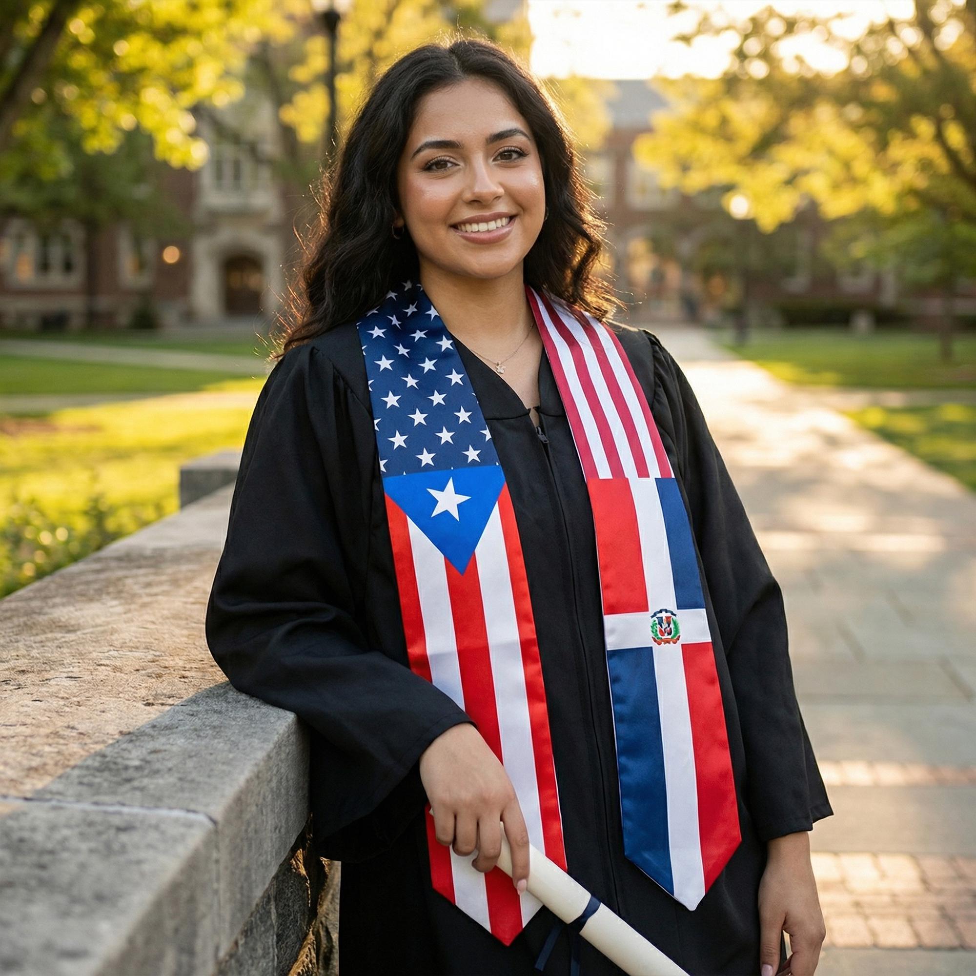 Any Flags Custom 2/3/4 Flags Graduation Stole, Personalized Graduation ...