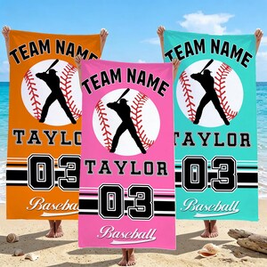 Custom Baseball Pattern Pool Towel With Name,Personalized Team Spirit Beach Towel,Quick Dry Pool Towel for Baseball Player,Graduation Gift