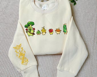 Legende Von Zelda Korok Besticktes Sweatshirt, Zelda Inspirierter Spiel Pullover, Niedlicher Korok Zelda Pflanzenpullover, Pflanzenliebhaber T-Shirt, Gamer Hoodie