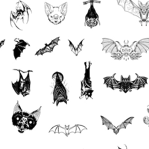 Paquete SVG de murciélagos de Halloween: 49 imágenes prediseñadas espeluznantes (descarga instantánea)