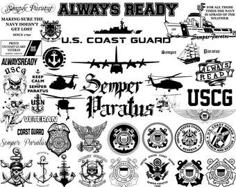 SVG File 42 USA Coast Guard Semper Paratus USCG usmc Navy Military Army Marine Corps America Patriotic Mega Pack Art Cricut Vector Bundle hd