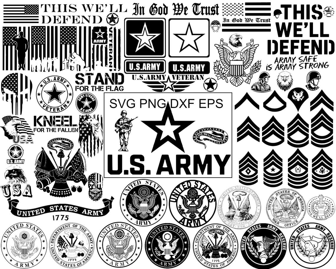 62 SVG U.S. Army Mega Bundle | Military Insignias, Veteran Symbols ...