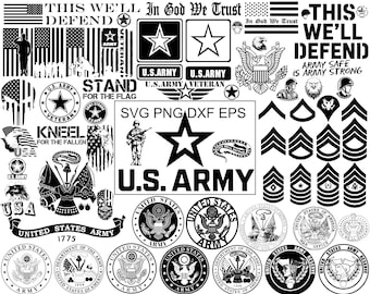 62 SVG U.S. Army Mega Bundle | Military Insignias, Veteran Symbols, Rank Patches & Patriotic Designs | SVG DXF Eps Png Files | Vector