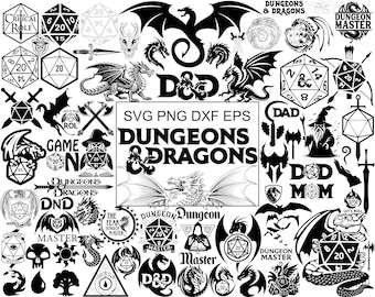 71 SVG Dungeons & Dragons Mega Bundle | Dragons, D20 Dice, Dungeon Master and RPG Fantasy Pack | SVG Dxf Eps Png Files | Instant Download