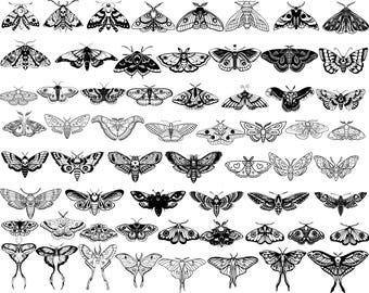 SVG File 61 Butterfly Moth Luna Monarch Boho Illustration Celestial Wings Mystical Vector | Instant Download l Cricut Silhouette | Svg Png