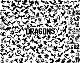178 SVG Dragons Mega Bundle | Mythical Dragons, Fire Beasts, Fantasy Creatures & Legendary Symbols | SVG DXF Eps Png Files | Vector