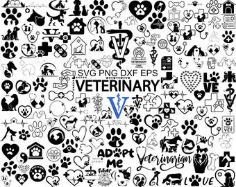 147 SVG Veterinarian Mega Bundle | Vet Life Icons, Animal Care Tools, Pets & Clinic Designs | SVG DXF Eps Png Files | Vector Cricut