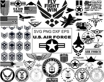 57 SVG U.S. Air Force Mega Bundle / Aviazione militare, jet, insegne e design di veterani / File Svg Dxf EPS PNG / Download immediato / Vettore