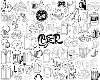 68 SVG Beer Mega Bundle | Craft Beer Icons, Hops, Mugs & Bar Designs | SVG Dxf Eps PNG Files | Vector Cricut | Instant Download