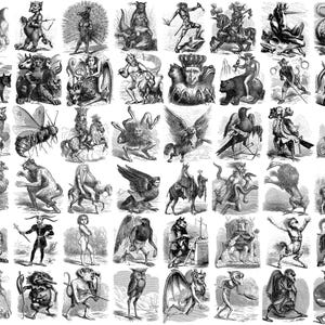Dictionnaire Infernal SVG-konstpaket: 48 vintage-illustrationer av Demonology (digital nedladdning)