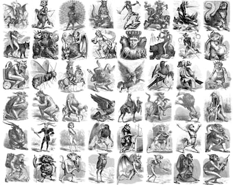 Dictionnaire Infernal SVG Art Bundle: 48 Vintage Demonology Illustrations (Digital Download)